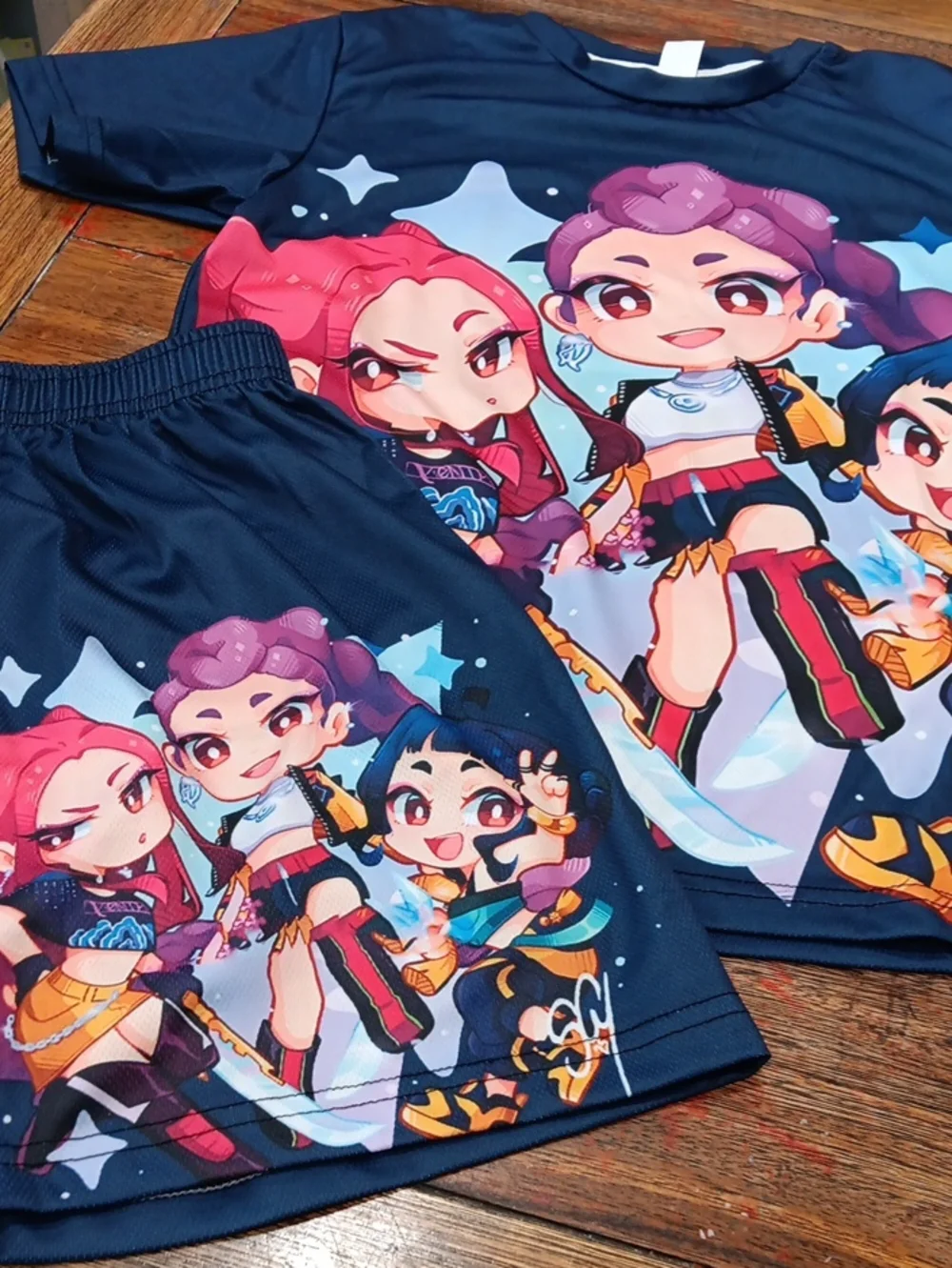 Girls Navy Blue Character Short Set - Demon Hunters  .huntrix.